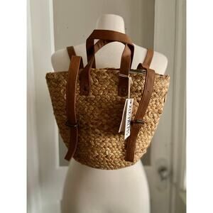 XIX PALMS Insulated Jute Picnic Tote/Backpack (NWT)